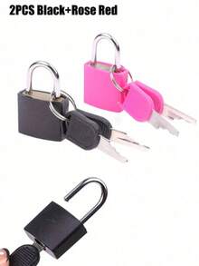 2pcs Colorful Mini Luggage Locks (Black + Rose Red), Plastic Shell, Zinc Alloy Material, Compact & Elegant, With Keys, Suitable For Luggage, Backpacks, Gym Lockers, Briefcases, Also Applicable For Classroom Pairing Games. This Handbag Lock Is A Back-To-School Essential And A Must-Have For Postal Workers. - Multicolor - View 11