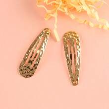 Hammered Metal Hair Clips - Minimalist Style Women's Hair Clips, Suitable For Bangs And Fine Hair, Lightweight Non-Slip Clips To Secure Hair Strands, Fashionable Hair Accessories Add Smooth Texture - Gold - View 2