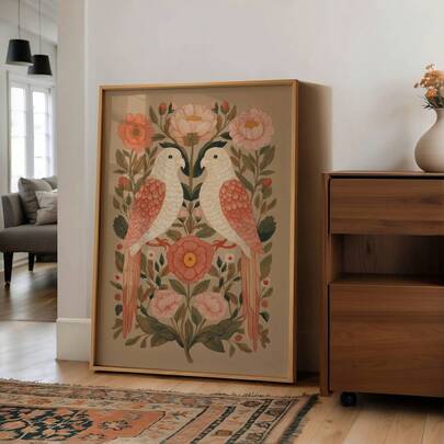 1 ชิ้น ภาพพิมพ์ไร้กรอบ ลาย Love Birds Folk Art พิมพ์ลาย Botanical Bird Painting Scandinavian Folk Art วินเทจ Bird Textile Print Antique Bird Wall Art Floral Folk Art Poster วินเทจ Chic Aesthetic Canvas Print Minimalist Whimsical Folk Art Decor Rustic Painting สำหรับห้องนั่งเล่น, อพาร์ตเมนต์, หอพัก, ห้องนอน, โฮมออฟฟิศ Funkyposters Prints สำหรับตกแต่งผนังห้องพัก หอพัก ของใช้จำเป็นสำหรับห้องพัก ของตกแต่งงานปาร์ตี้ ของขวัญที่ดีที่สุด