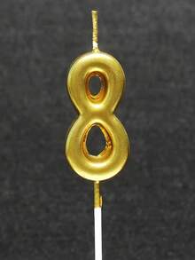 1pc Gold Colored Number 0-9 Birthday Anniversary Party Cake Decor Candle, Cake Wish Candle Cake Decor Insert Candle - 8 YEARS - View 6