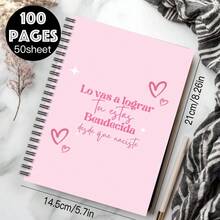 1pc Inspirational Pink Quote Spiral Notebook - Elegant Self-Reflection Journal With Positive Affirmations, Heart And Star Designs, Perfect Gift For Friends And Sisters, Inspirational Diary, Notebook, Joke Design, High-Quality Paper Material - A5 - View 4
