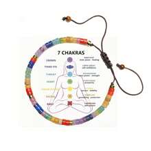 七脉轮能量手链，天然水晶石珠，舒缓焦虑，男女皆宜的瑜伽配件，手工宝石礼品 - 彩色的 - 查看 6