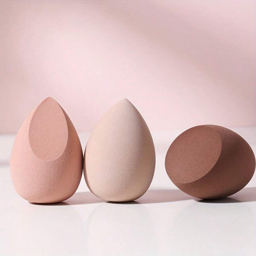 Set de esponjas de maquillaje, borla de polvos con forma de calabaza, borla de polvos con forma de gota de agua, esponja de cojín de aire, herramientas de maquillaje - Tamaño mediano con fondo biselado. - Ver 1