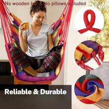 1件户外吊床椅，带吊绳和收纳袋，秋千椅，彩色条纹舒适吊床，便携式背包吊床，适合户外花园、卧室、露台、沙滩等场所使用。 - A - 查看 6