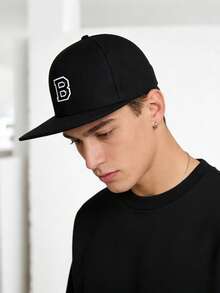 1pc Unisex Gothic Style White Letter Print Hippie Baseball Cap, Adjustable Snapback Flat Brim Hiphop Sun Hat, Suitable For Travel, Vacation, Sports, Beach, Campus, Cruise, Y2K Style, Best Christmas And Halloween Holiday Gift - Black - View 2