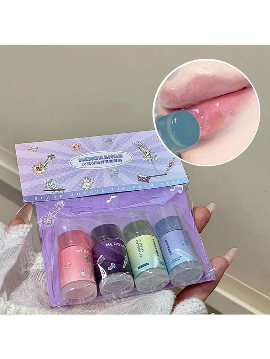 4Pcs Sparkle Joy Lip Care Set – Moisturizing Lip Balm For Hydration, Lip Wrinkle Reduction & Dry Cracked Lips - Multi-flavor - View 1
