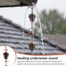Gutter Downspout Diverter Metal Rain Chain, Decorative Garden Rain Catcher, Outside, Garden, Patio, And Deck - Pinecone Shaped Rain Chain - View 4