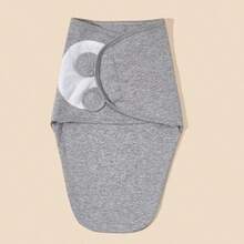 1pc Infant Soft & Cozy Gray 100% Cotton Anti-Startle Swaddle Blanket, Adjustable Hook And Loop Wrap Suitable For Newborn Daily Use - Grey - View 6