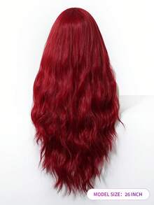 30" Machine Made Bright Red Wig Body Wave Wig, High Temp Fiber Voluminous Wig With Adjustable Stretchy Cap For Cosplay & Festival - Red - View 4