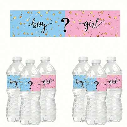 20/40 Pcs Stickers For Mineral Water Bottles For A Gender Reveal Party, Rectangular Gift Sealing Stickers, Party Decoration Supplies, Quirky Items, Stylish Decor, Scene,Baby Shower