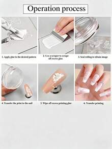 1 Set Square Transparent Silicone Nail Stamping Plate With Lid And Scraper, Square Nail Art Stamping, Sticky, High Transparency Silicone, Multifunctional, Stamping Plate Transfer Tool, Nail Silicone Sealing Ring, High Elasticity And Softness Suitable For Swatching - Multicolor - View 5