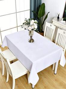 1pc Black Rectangular Tablecloth, Modern Polyester Stain-Resistant & Wrinkle-Resistant Washable Tablecloth, Suitable For Party, Banquet, Indoor And Outdoor Decor - White - View 10