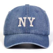 1pc Women's NY Letter Embroidered Washed Denim Baseball Cap, Street Fashion Hat, Outdoor Sun Protection Casual Cap For Spring/Autumn Travel, Beach Holiday - Multicolor - View 6