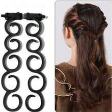 2pcs Braiding Tools, Bun Maker, Slouchy Hair Accessories Set - Black - View 1