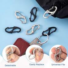DHINZIC 8Pcs Zipper Clip Anti Theft Deterrent, Dual Opening Safety Zipper Pull Replacement, S Carabiner Clips For Backpacks Traveling Camping Suitcases-WS - 12pcs-black & Silver - View 3