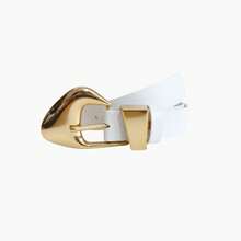 Women's Belt With Gold Buckle, Elegant Style, Formal, Plus Size Fashion - Lorena - 白色 - 查看 1