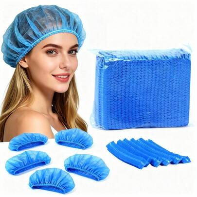 10/100pcs Disposable Non-Woven Bouffant Cap, Dust-Proof Anti-Hair Loss Chef Hat, Food Factory Workshop Head Cover