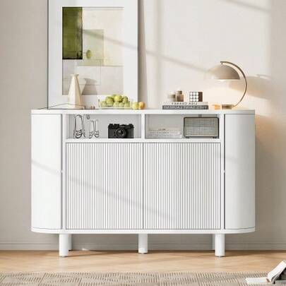 Modern Multifunctional Locker For The Hallway, Cabinet Door, Refrigerator With Adjustable Cabinet Feet, Ideal For The Hallway, Corridor Or Living Room (White)