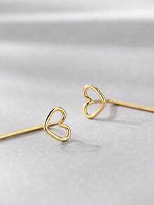 1 par de pendientes con forma de corazón minimalistas y personalizados, versátiles para uso diario y festivo para mujeres - Amar - Ver 4