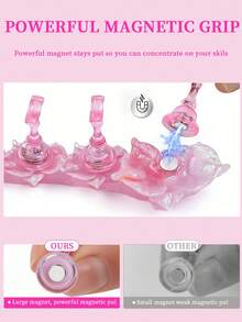 4pcs Flower Series Laser Aurora Transparent Acrylic Nail Art Practice Holder, Nail Art Tray, Nail Art Stand, Nail Art Press Plate Stand, Nail Art Practice Hand Pad, Pre-Coated Nail Art Stand, Nail Art Display Rack, Home Nail Salon Beginner Kit - Multicolor - View 3