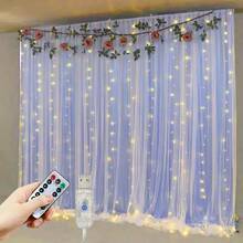 1pc 8 Lighting Modes Window Curtain String Lights, USB Powered Indoor LED Lights For Atmosphere, Holiday, Birthday Party, Wedding, Vacation Room Window Decor (Remote Control Batteries Not Included) - USB Plug - View 3