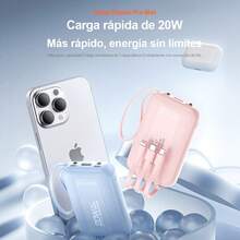 Batería Portátil para Celular 2026 - Nueva Versión: Gran Capacidad de 20000mAh, Pila Portátil Mini con 4 Cables Incluidos. Compacta y Ultraportátil para Todos los Celulares, Tabletas y Dispositivos - 2 Luces LED para Apagones y Outdoor - Permitida en Aviones - Serie Jiditech A20/A20Pro. - A20-Negro - Ver 2