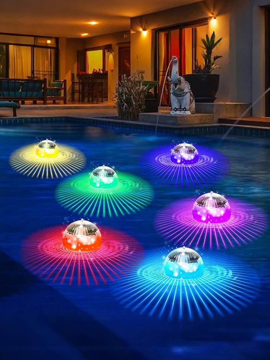 1pc Solar Powered RGB Color Changing Water Floating Light, Solar Powered Pool Light, Suitable For Outdoor Pond, Fish Pond, Swimming Pool, Hot Tub, Pond And Garden Decor, Solar Swimming Pool Light, Outdoor Atmosphere Lighting