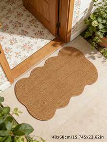 1 件棕色波浪菠萝形厨房地垫，仿黄麻纹理，简约风格，适用于走廊、客厅、厨房 - 超长地毯 - 耐用棕色地垫，适合人流量大的区域 - 卧室和室内使用 - 结实编织设计地垫，厚实地毯，客厅地毯，走廊地毯 - 棕色 - 查看 5