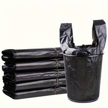 50pcs Black Thick Garbage Bags, Heavy Duty, 32*52cm, Large Capacity, Reusable, Kitchen & Outdoor Trash Bags - Black - View 5