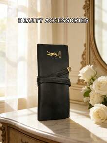 3pcs Essential Makeup Brush Set - Lip Brush, Eyeshadow Brush And Foundation Brush, Multi-Functional Cosmetic Tool Kit - Black - View 2