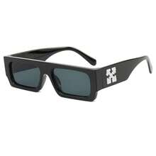 2021 Stylish Small-Face Black Sunglasses With Square Frame, Plain Lenses, Snowflake Accessories, European And American Style Glasses, UV400 - Black and Gray - View 5