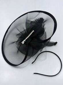 1 chiếc mũ cài tóc kiểu cổ điển thập niên 20, 30, 50 dành cho nữ, có mạng che mặt hoa và vành mũ, thích hợp cho đám cưới hoặc tiệc trà. - màu đen - Xem 5