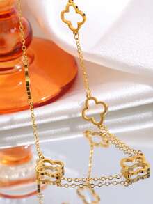 1件钛钢项链，时尚不锈钢锁骨链饰品，女士夏季新品 - 星星 - 查看 2