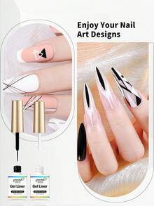 15毫升凝胶指甲油，凝胶眼线笔，指甲油套装/单瓶装 - 9种颜色。凝胶眼线指甲油颜色：红色、黑色、白色、粉色、裸色、紫色、酒红色、绿色、藏青色。可剥离UV凝胶指甲油，内置精细指甲刷。瓶装。女士礼品。 - 彩色 - 查看 3