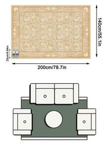 1pc Vintage Moroccan Floral & Stripe Pattern Soft Faux Wool Area Rug/Carpet/Mat, Suitable For Bathroom, Kitchen, Entryway, Hallway, Bedside, Living Room, Bedroom, Machine Washable 100% Polyester, Home Decor - Multicolor - View 13