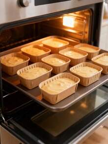 50/20/2pcs Oil-Resistant Baking Paper Cups, Disposable Bread Baking Molds, Kraft Paper Cupcake Liners, Rectangular Bread Baking Tray, Multi-Functional Pancake Pad And Pie Pad, Suitable For Microwave, Refrigerator And Oven, Can Be Used For Wedding, Birthday, Christening, Party And Events - A - View 6