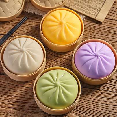 1pc (5.5cm*4.5cm) Stress Relief Squeezing Dough Sensory Toy, Steamed Bun Shaped Party Favor, An Effective Anxiety Relief Handheld Desktop Toy Made Of Super Elastic Squeezable Material, Party Favor And Holiday Gift!