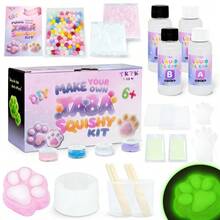 DIY Glow-In-The-Dark Cat Paw Squishy Making Kit - Make Your Own Luminous Cat Paw Fidget Toys, Bubble-Free Silicone, Soft, Stress-Relieving Fidget Toy For Kids,Suitable For Ideal Holiday Gifts, Fun & Cute Gifts, Birthday Gifts, Easter Gifts, Halloween Gifts, Christmas Gifts, Party Favor Filler - 粉色 - 查看 2