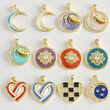 1个铜质心形贝壳圆环吊坠，可DIY手链、项链、脚链饰品，适合作为送给女性/情人节/母亲节/朋友和同事的礼物 - 彩色 - 查看 12