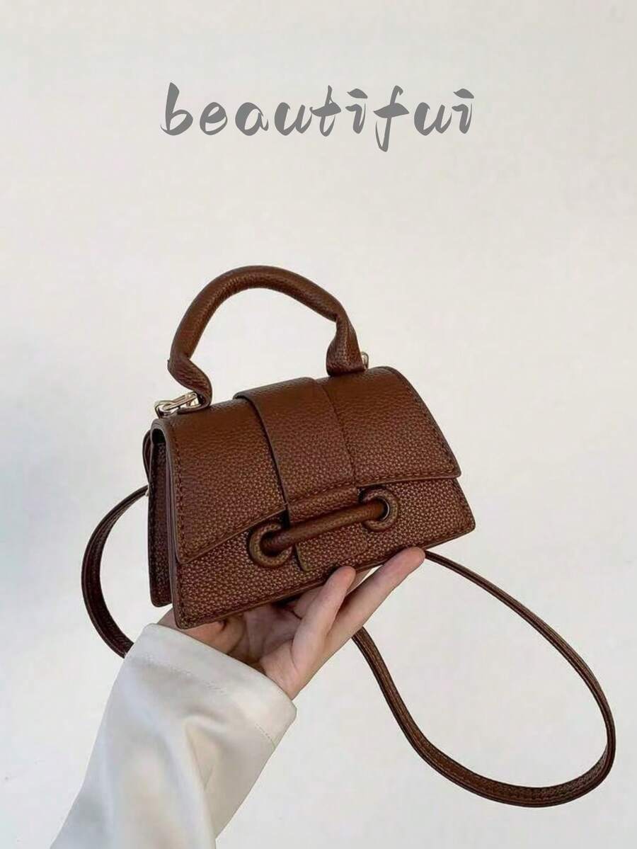 Túi đựng son môi siêu mềm mại, kiểu dáng mini vuông, màu trơn mới, mẫu túi xách nữ thời thượng năm 2026, túi xách nữ đa năng, kiểu dáng độc đáo. - màu nâu - Xem 1