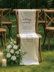 Personalized Memorial Wedding Chair Sign, Loved Ones Reserved Banner, Wedding Aisle Decor, Memorial Wedding Chair Hanging Cloth, Reserved Seating, Memorial Gift, Rustic Style Decor, Thoughtful Gift, Celebration Of Life - Multicolor - View 2