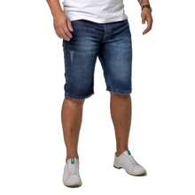 KIT 2 Bermudas Masculinas Jeans Denim Casual | Combo Azul Puído e Azul Bigode para o Dia a Dia - 2BRM Azul PUIDO + Azul BIGODE - Visão 7