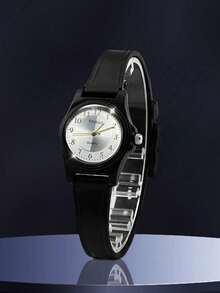 1pc New Minimalist Black Quartz Watch, TPU Strap, Battery Powered, Ideal Back-To-School Gift - Black - View 14