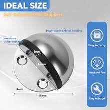 Floor Mounted Door Stops Stainless Steel Door Stoppers For Floor Floor Door Stop Mounted Half Moon With Screws For Hard Floor Concrete Floor Silver 1 Pcs - Silver 1 Pcs - View 4