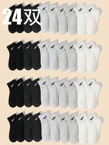 12 paires de chaussettes mi-mollet élastiques de couleur unie noire, blanche et grise pour enfants. Respirantes et absorbantes, conviennent pour le printemps, l'été, l'automne et l'hiver - Multicolore - Voir 11