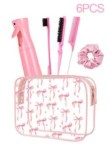 6/1pc PVC Makeup Bag, Lightweight, Fade-Resistant, Portable Cosmetic Bag, Easy To Wipe, Fashion Aesthetic, Fade-Resistant Material, Travel Essential, Holiday, Winter/Summer Vacation, Back To School, Waterproof Makeup Bag, Cruise, Bathroom, Travel Essential, Large Capacity - Multicolor - View 14