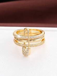 1pc Detachable Design Artificial Zirconia Inlaid Women Ring - Multicolor - View 5