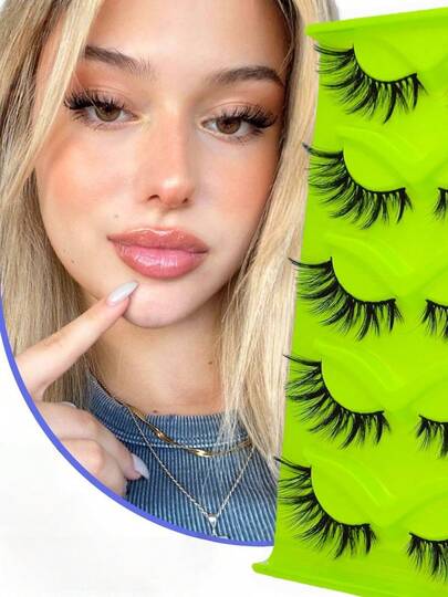 5 Pairs Fairy Style False Eyelashes, Naturally Thick, Suitable For Cat Eyes & Pointy Makeup, Allergy Free, Perfect For Enhancing Your Look