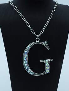 1件新款男士夸张字母绿松石水钻吊坠项链 - 項鍊 - 查看 6