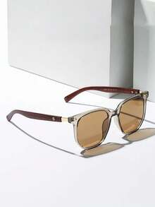 1副/2副/5副复古木腿方框时尚眼镜，男女皆宜，适合派对、日常佩戴、旅行和度假。 - 木紋腿墨鏡 - 查看 5